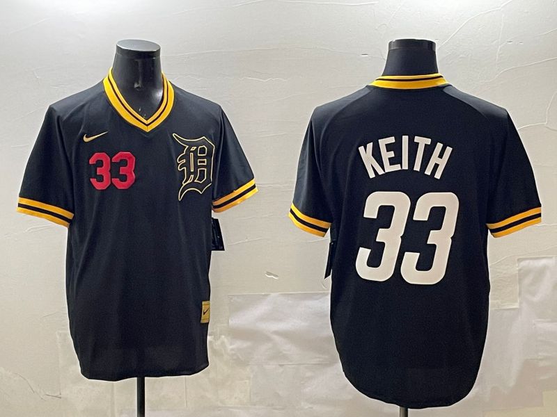 Men Detroit Tigers #33 Keith Black Gold Game 2025 Nike MLB Jersey style 5